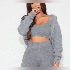 SKIMS Cozy Gray Knit Lounge Set